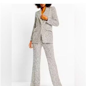 Express Sequin Flare Pants and XL Sequin Boyfriend Blazar XL